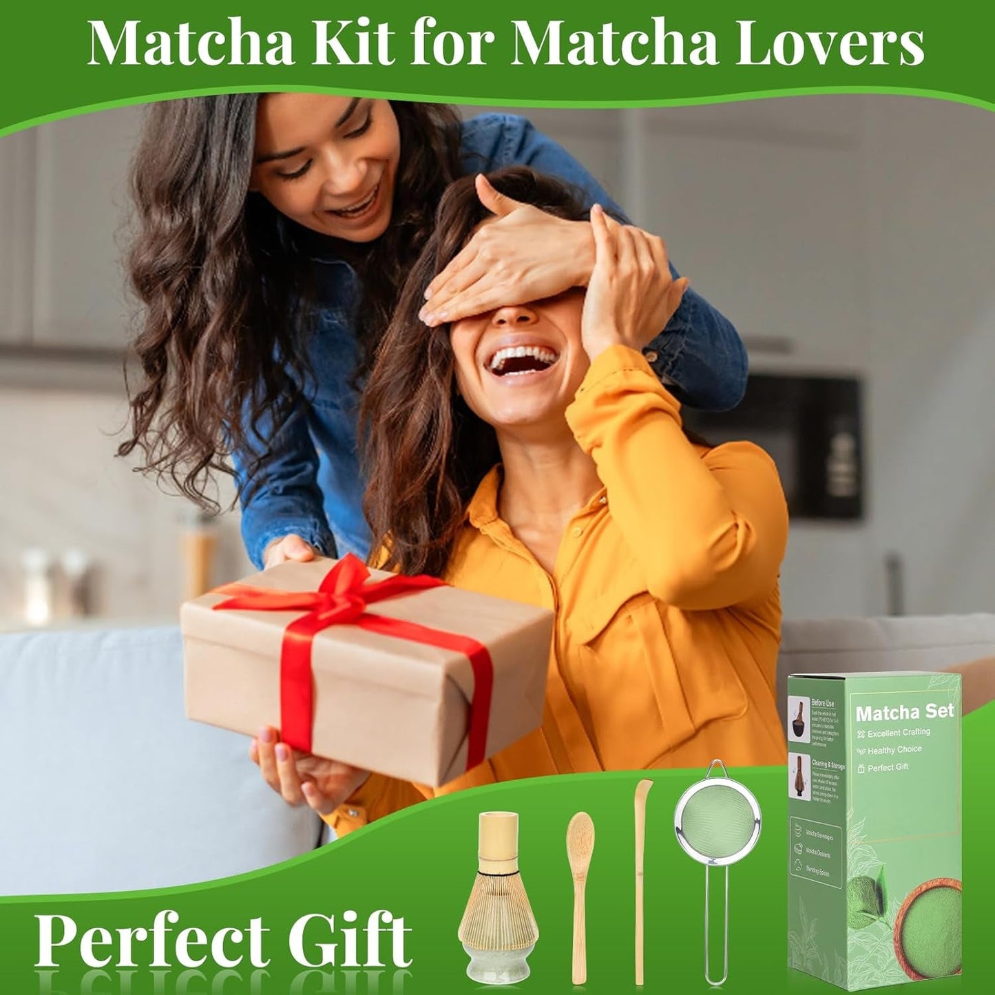 Alyvisun Matcha-sæt, 5-delt Matcha-tesæt med Matcha-tekande og Matcha-teholder, teske, teske, Matcha-tesæt til Matcha-elskere, ideel til begyndere og entusiaster