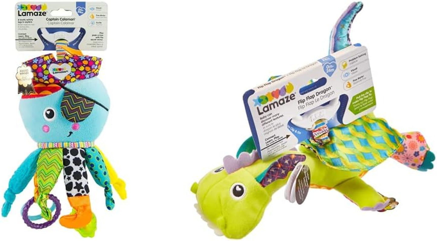 Lamaze legetøj til børn Captain Calamari Pirate Octopus Clip & Go Legetøj i høj kvalitet til småbørn og Diego Børn Legetøj Flying Dragon Clip & Go Legetøj i høj kvalitet til småbørn Bebe Naty Shop Legetøjspakke med Diego