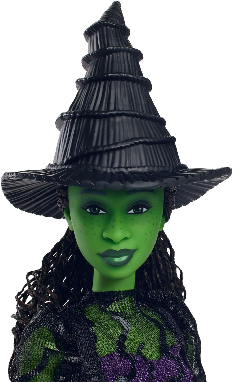 Mattel Wicked Elphaba modedukke og tilbehør med grøn hud, sort flettet hår, forskellige mulige positurer og udvidelig boldkjole, HXT62, [Multicolor] Naty Shop Dolls