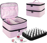 Nail Lacquer Organizer Tasche, Doppelschicht Nail Lacquer Opbevaringsboks, Organizer Koffer Für Nageldesign Kosmetiktasche Für 30 Flaschen Neonail Base(15Ml-0.5 Fl.Oz) & 1 Neglelampe(Schwarz)