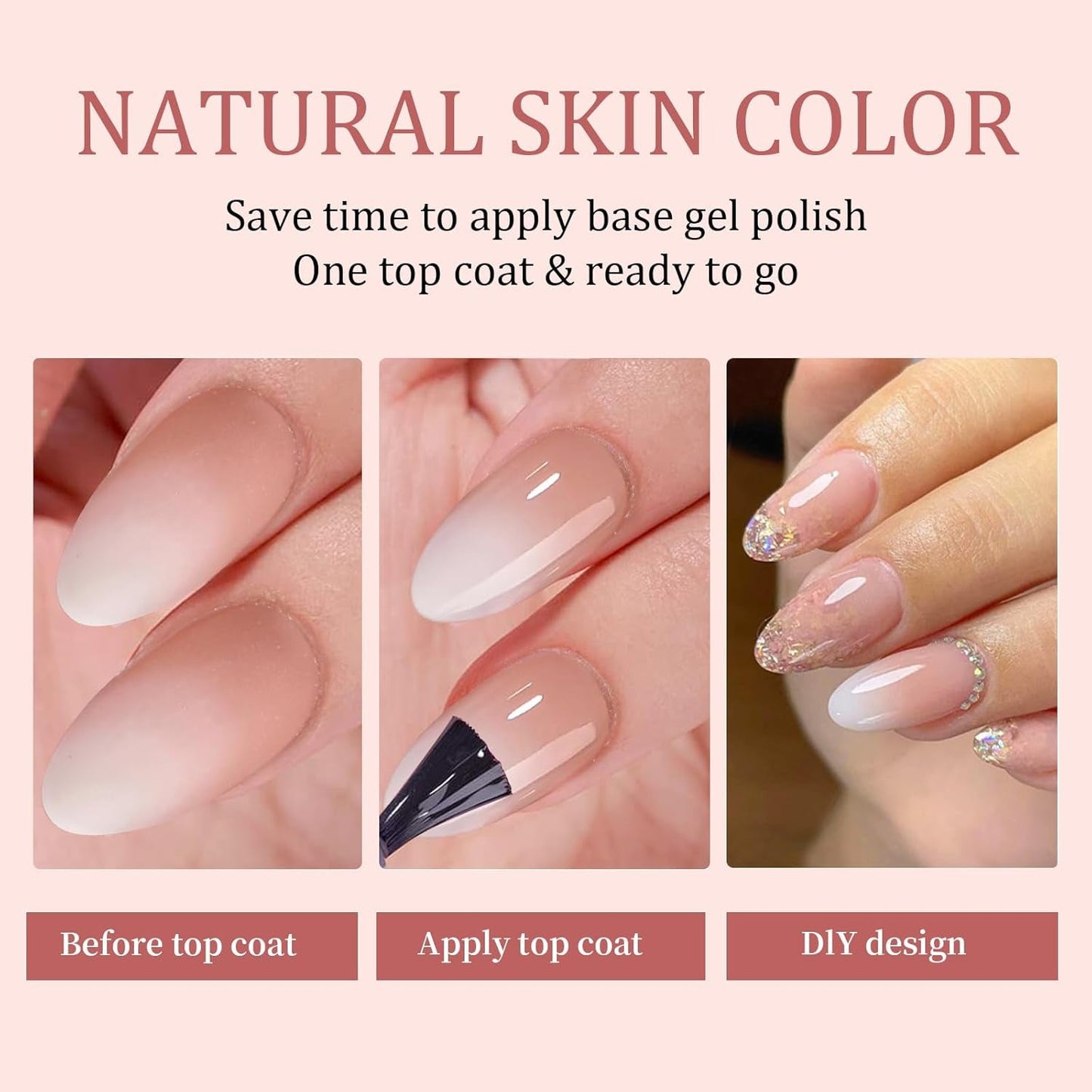 150 stk. Gradient falske neglesæt - 5 farver Ombre Design selvklæbende kunstige negle - Fuldt dække for kvinder og piger - Blanke falske negle til gør-det-selv-manicure (firkantet)