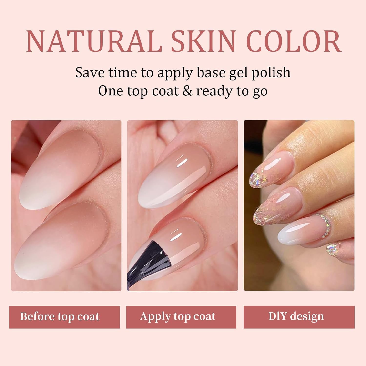 150 stk. Gradient falske neglesæt - 5 farver Ombre Design selvklæbende kunstige negle - Fuldt dække for kvinder og piger - Blanke falske negle til gør-det-selv-manicure (firkantet)