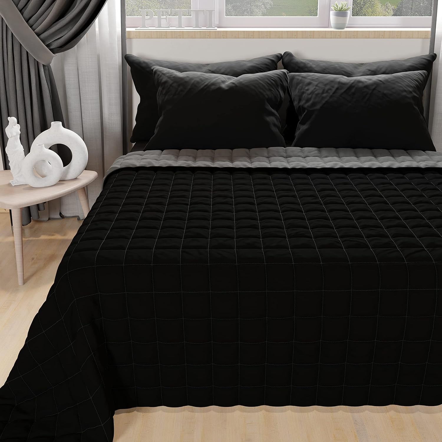 PETTI Artigiani Italiani - Sengetæppe til enkeltseng, dobbeltsidet sengetæppe, spring sengetæppe, midnatsblå, hvid, 100% Made in Italy Dyner og dyner Naty Shop Orange Sengestørrelse 160 (240X260 Cm)