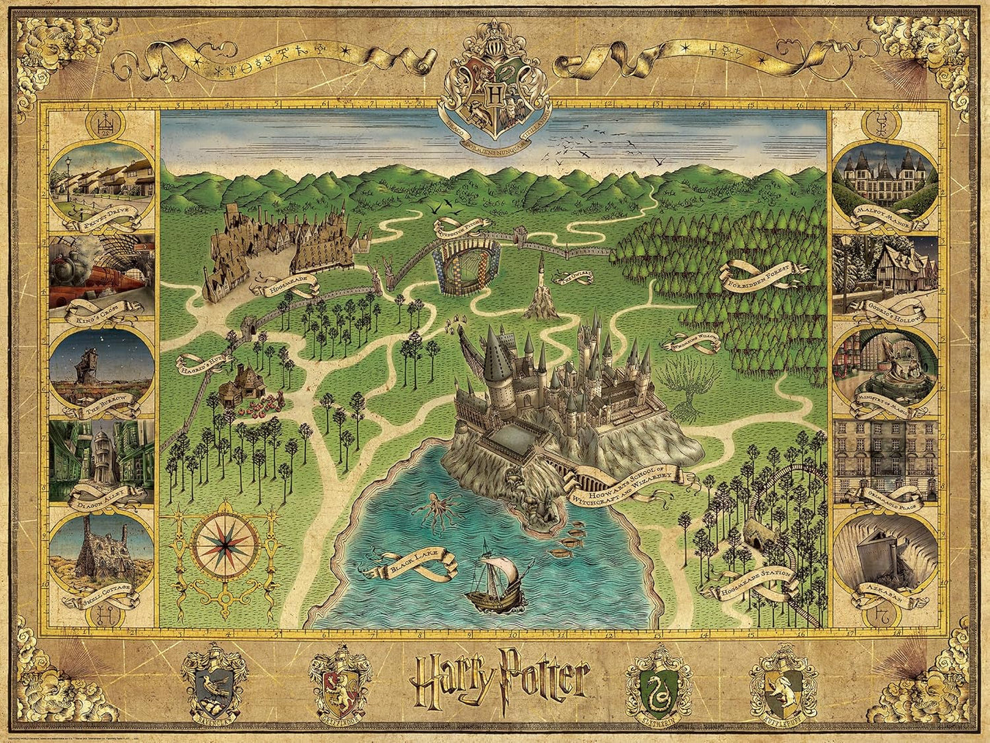 Ravensburger Puslespil 12000720 - Hogwarts Kort - 1500 brikkers puslespil til voksne og børn 14+ Harry Potter Fan Merchandise Puslespil Naty Shop Fantasy