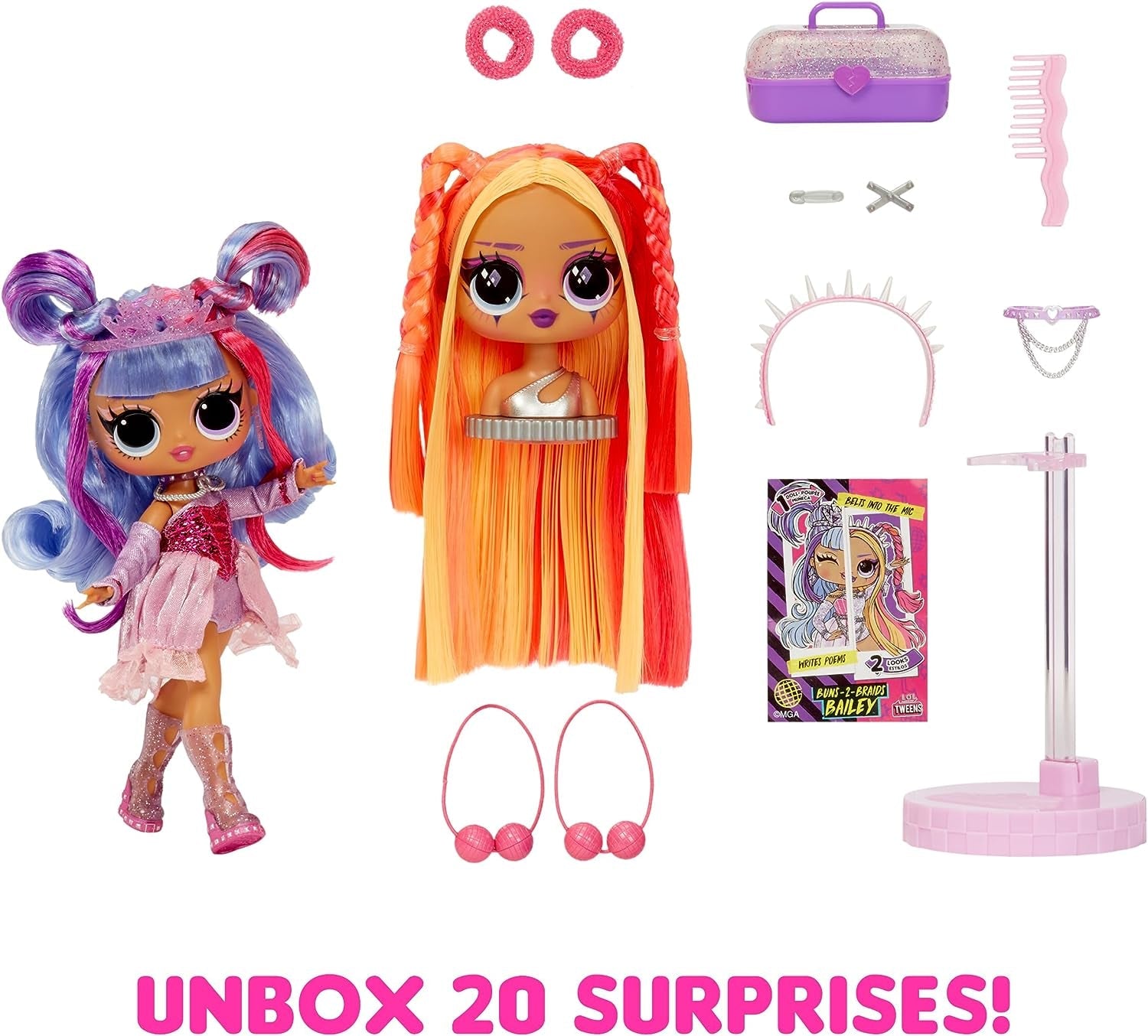 LOL Surprise Tweens Surprise Swap-serie - Buns-2-Braids Bailey - Modedukke med over 20 overraskelser, inklusive stylinghoved og fantastisk tilbehør og outfits - til alderen 4 og opefter