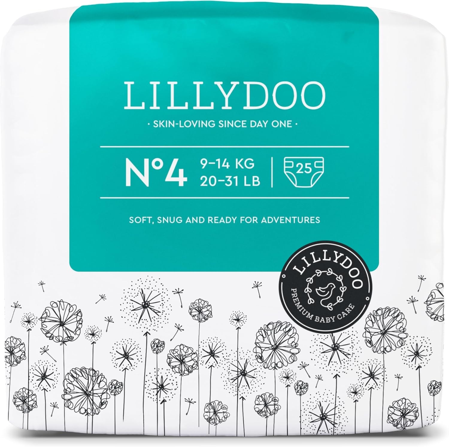 LILLYDOO Babybleer Hudvenlig - Størrelse 3 (6-10 kg), 29 stykker, pålidelig lækagebeskyttelse, blød, parfumefri og lotionfri til følsom hud, dermatologisk testet
