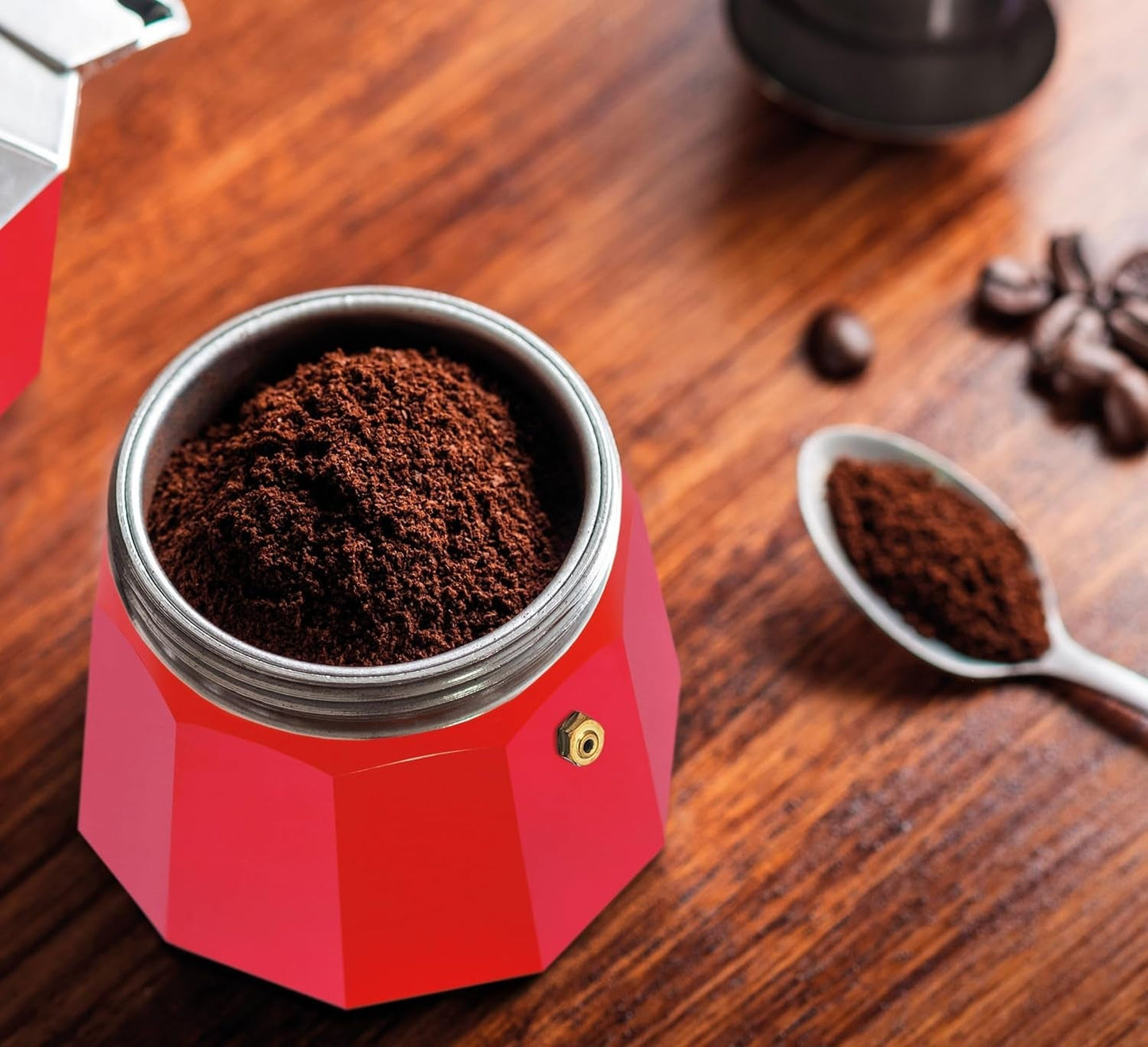 Cilio Classico espressomaskine til 6 kopper | elektrisk 480W | Ø 11,5 cm Højde: 25 cm | aluminium | rød | integreret kogeplade | med varmetilbageholdelsesfunktion og reducerende filter | til rejser eller camping