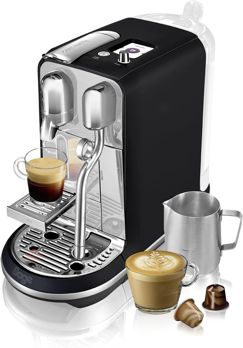 Espressomaskine med Nespresso SNE800 Creatista Plus kapsler fra Sage, mat sort