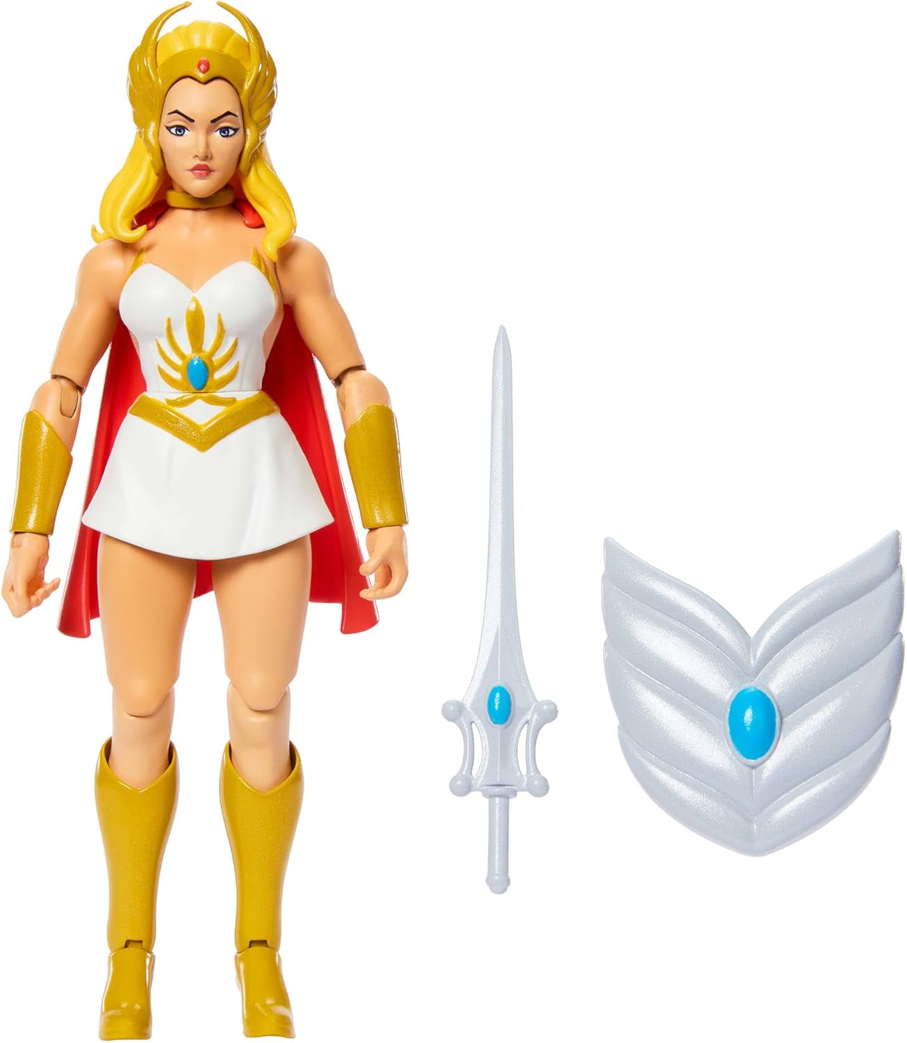 Masters of the Universe Origins She-Ra tegnefilm actionfigur, ca. 14 cm høj, 1980'er tv-heltinde, prinsesse af magt, detaljeret design og tilbehør, JBM76 actionfigurer Naty Shop Standard titel