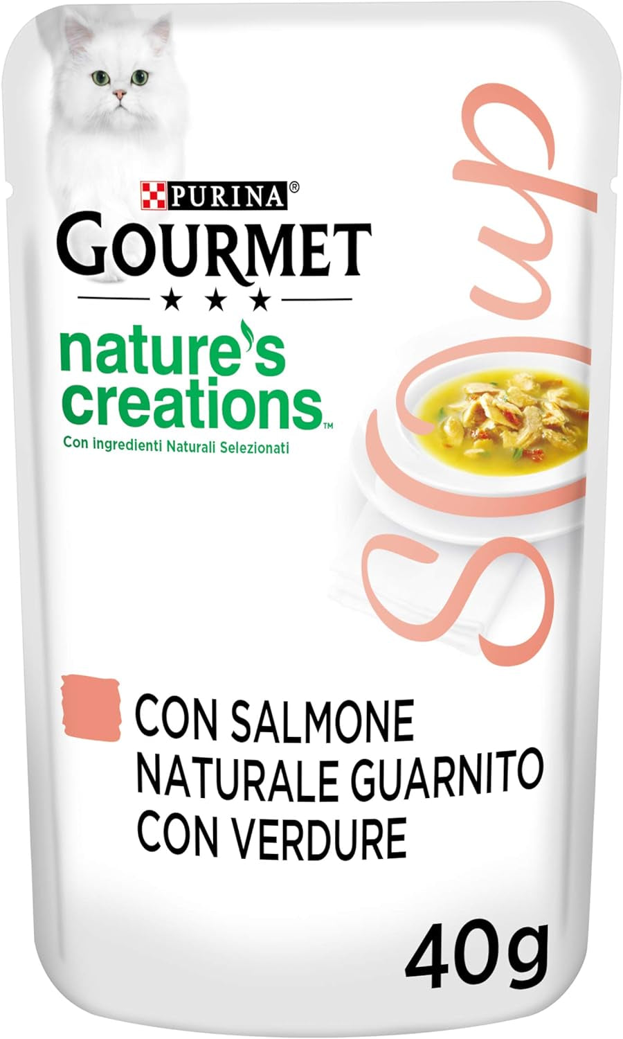 Crystal Delicate Suppenfond for die Katze, mit natürlichem Lachs, garniert med Gemüse, 40 g, 32 Stück