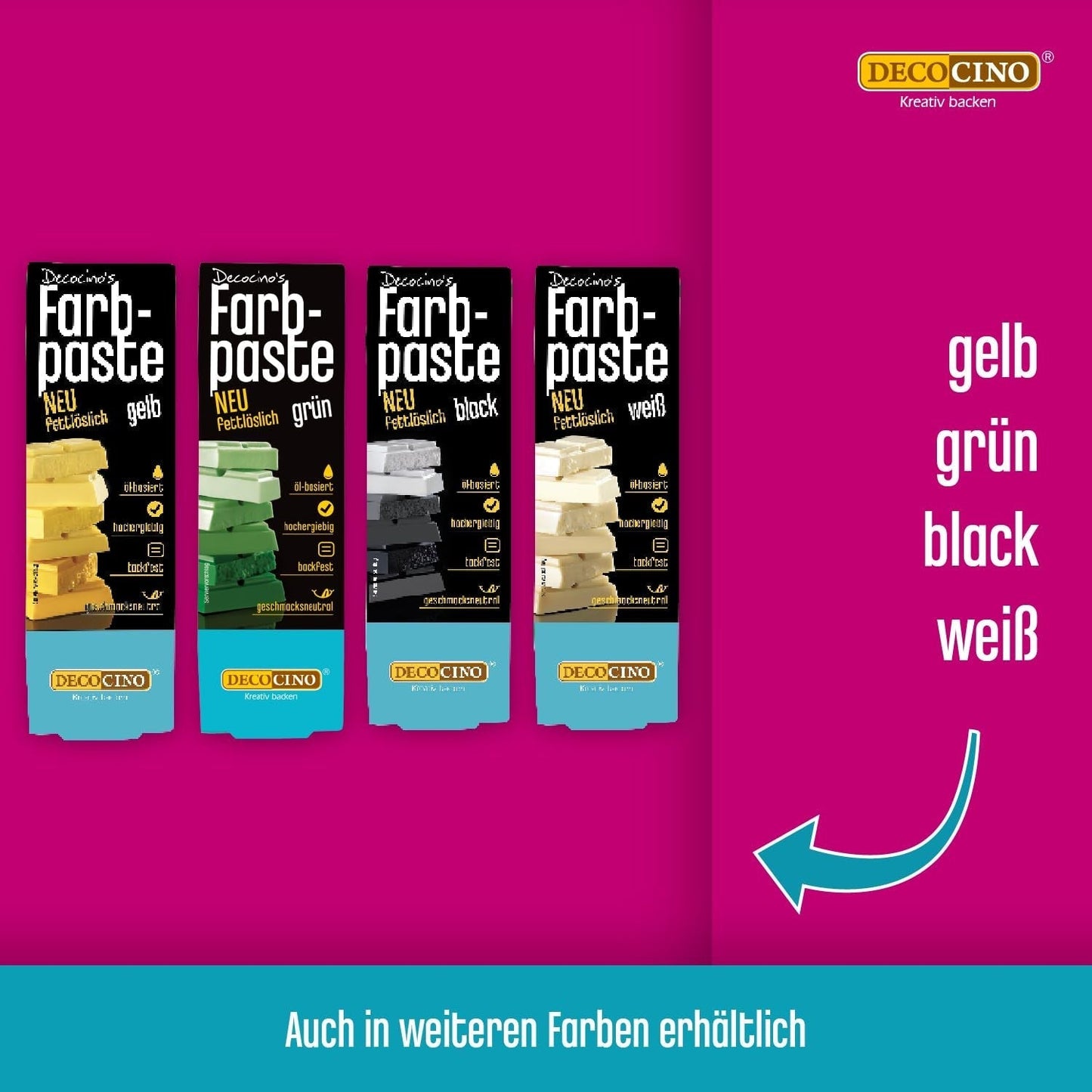 DECOCINO Rød fedtopløselig farvepasta - 15 g - Oliebaseret madfarve, ideel til farvning af chokolade, smørcreme, fondant eller småkagedej (pakke med 3)