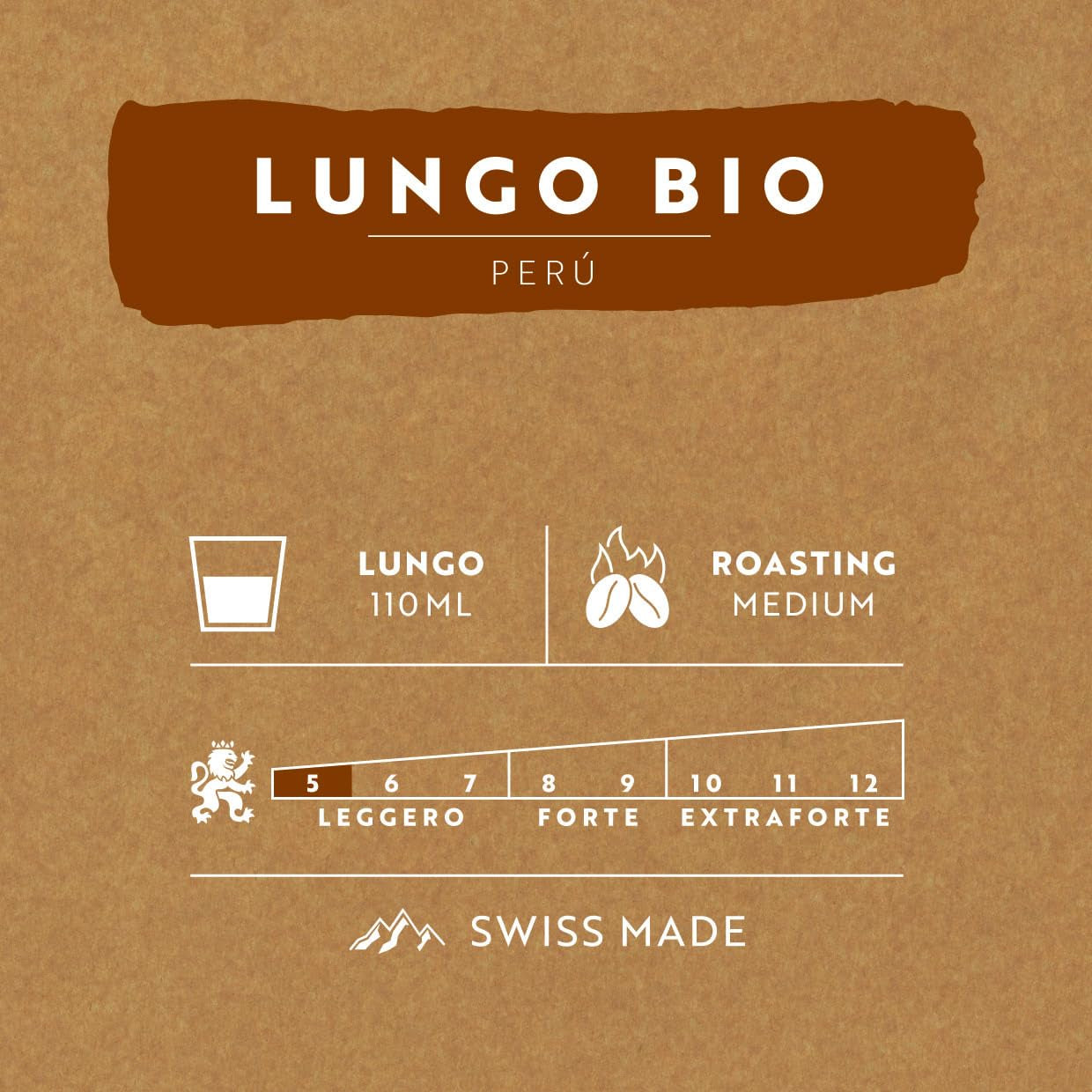 Café Royal Peru Lungo Bio – Nespresso®-kompatibel Kaffeekapseln, 100 % Arabica fra Peru, cremet, Intensität 5/12, Fairtrade, 100 Kapseln