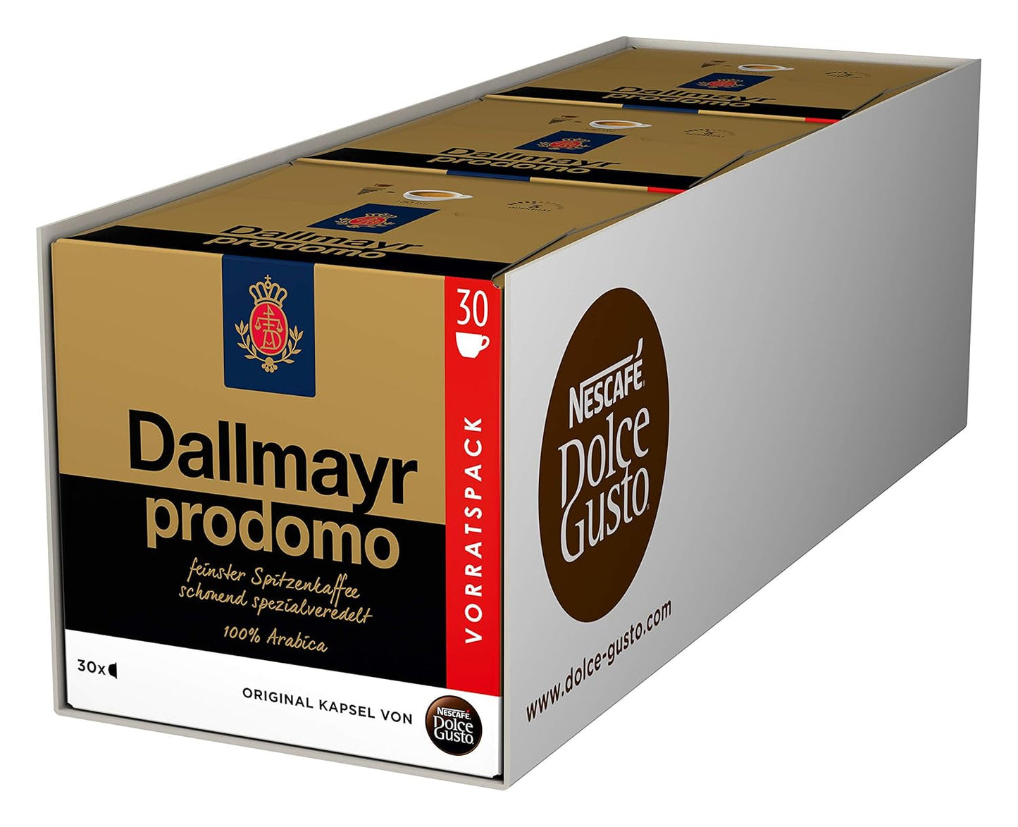 Dallmayr Crema d´Oro, XXL-Vorratsbox, 90 Kaffeekapseln, Feine Crema og vollmundiges Aroma (3 x 30 Kapseln) & Dallmayr Prodomo, XXL-Vorratsbox, 90 Kaffeekapseln (3 x 30 Kapseln)