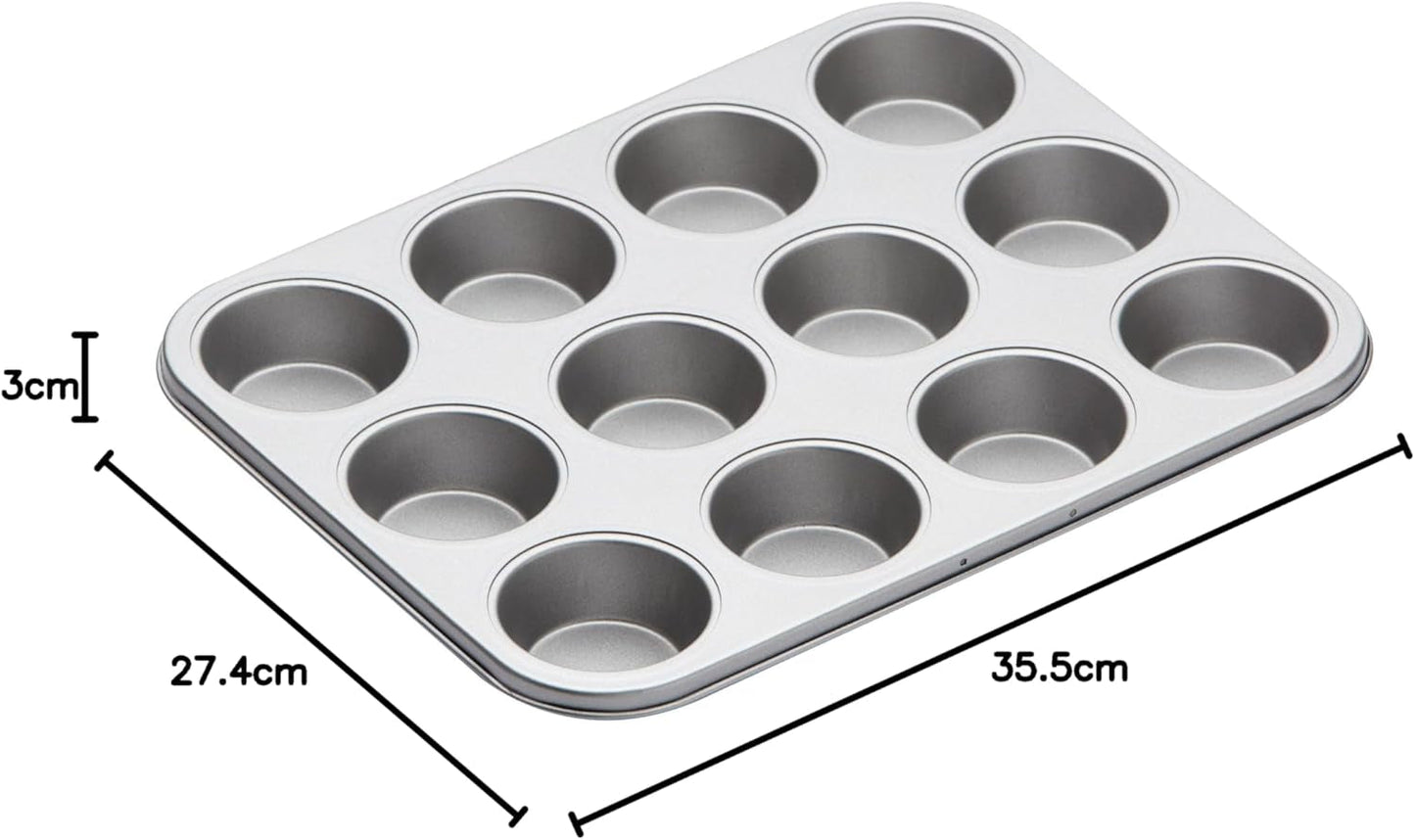 Kitchencraft muffins bageplade, non-stick låg, rummer 12 muffins, 35 cm X 27 cm bradepander & bakker Naty Shop