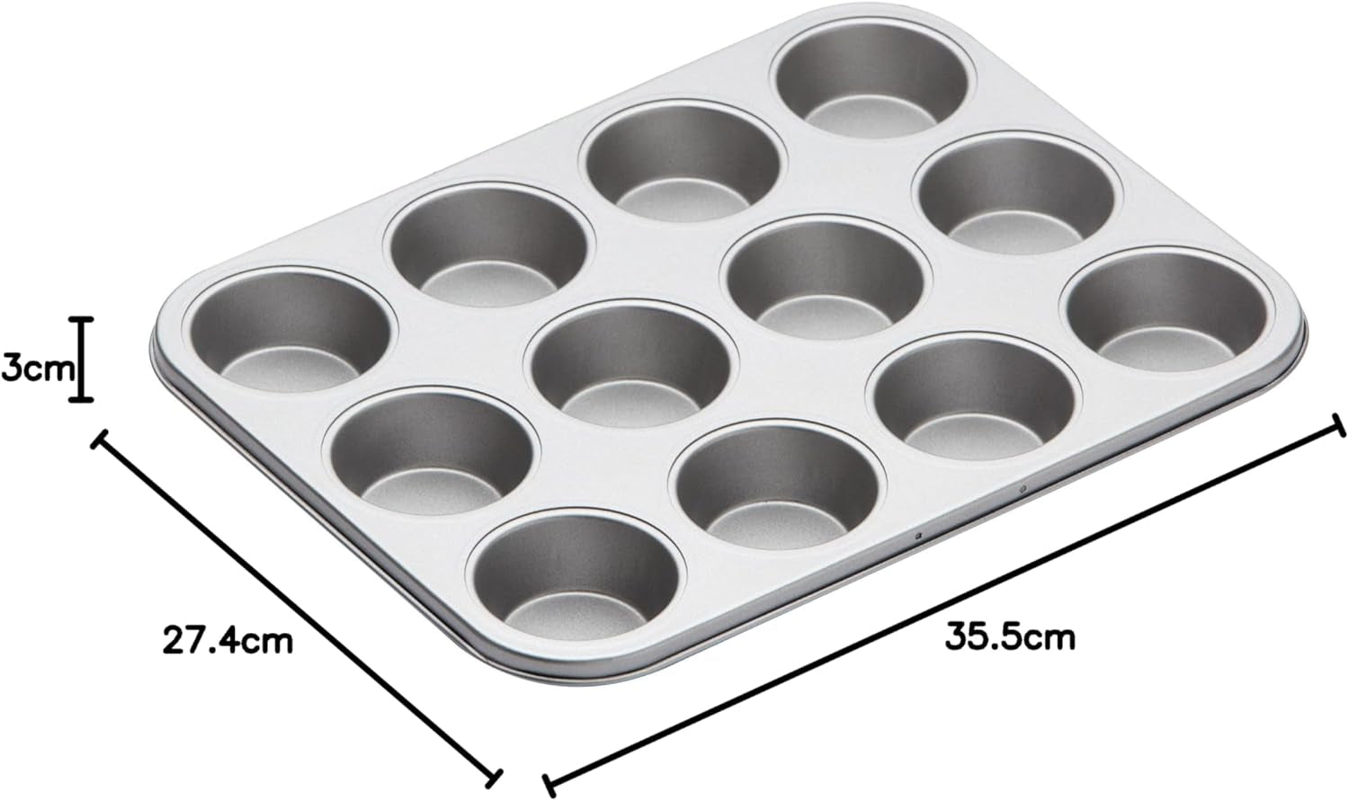 Kitchencraft muffins bageplade, non-stick låg, rummer 12 muffins, 35 cm X 27 cm bradepander & bakker Naty Shop