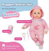 BABY Born Hannah Play with Me - Babydukke med 5 funktioner - Blødt materialekrop inklusive tilbehør - 36 cm dukke - Batteridrevet - Velegnet til børn fra 1 år