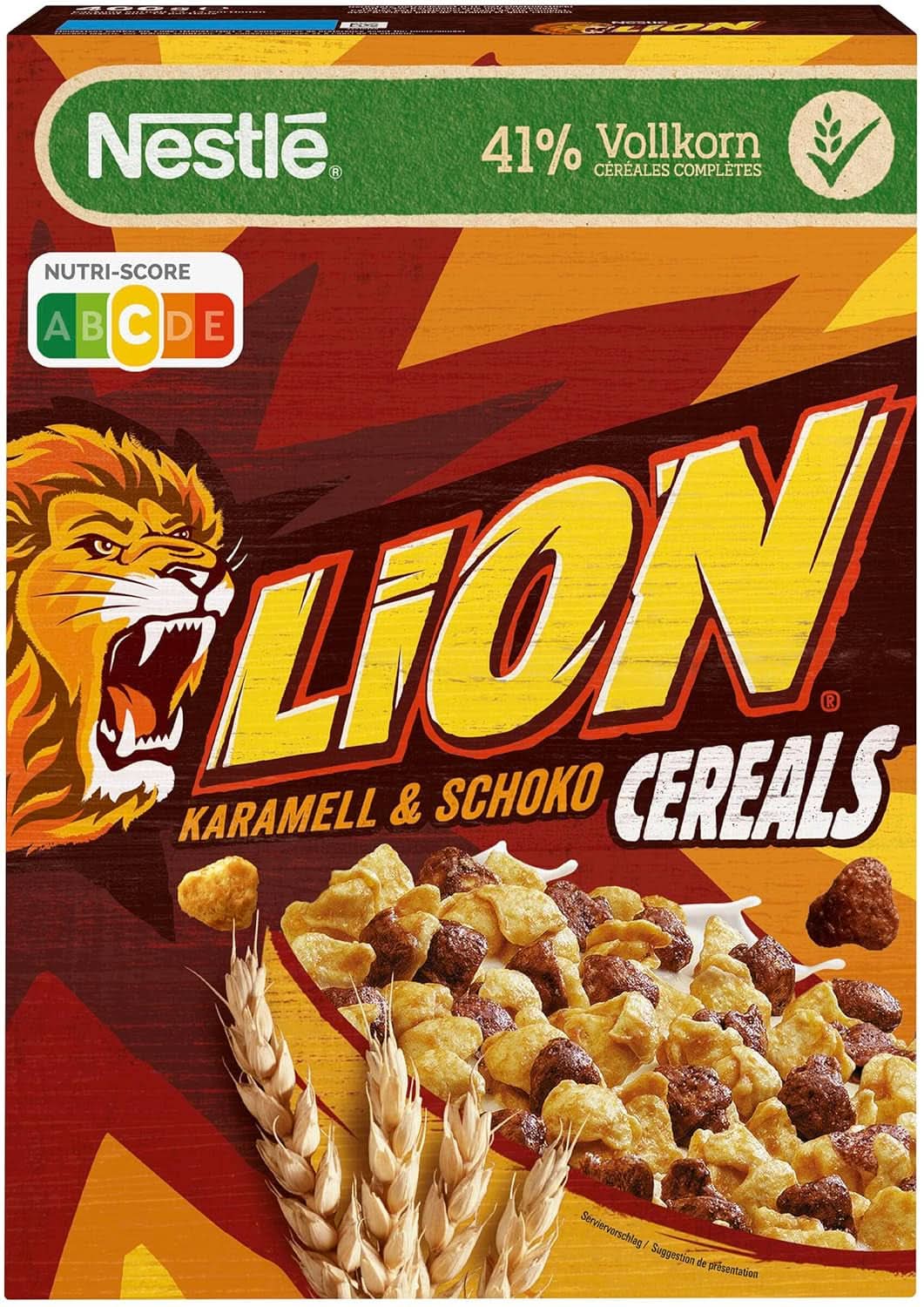 Cereal LION, Cereal chokolade med karamel og 41% fuldkornsmel, pakke 8 x 400 gram Cereal Naty Shop