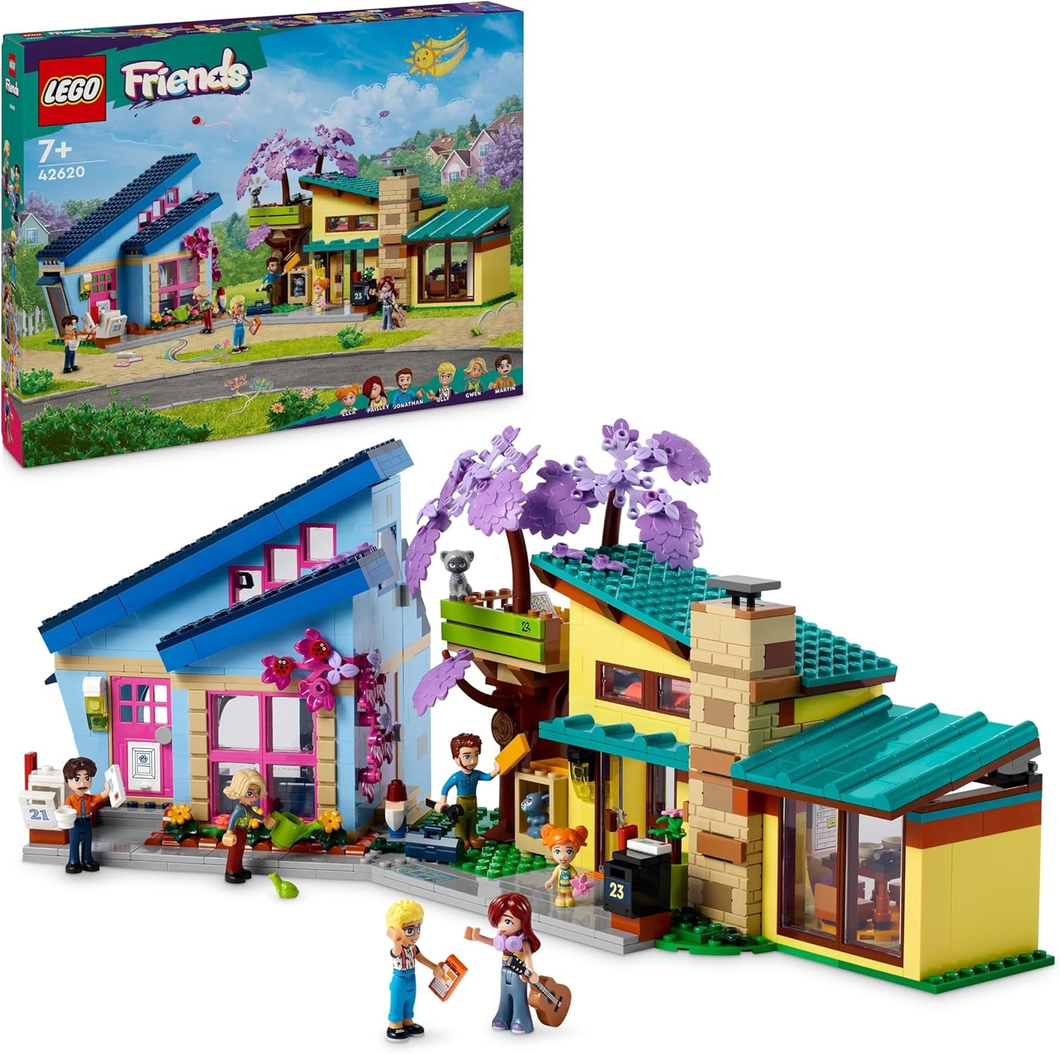 LEGO Friends Olly og Paisley Family House, Dukkehus med figurer og tilbehør, To-etagers hus og træhyttesæt, kreativ gave til piger og drenge på 7+ år 42620 Byggesæt Besuche den LEGO-Store Single