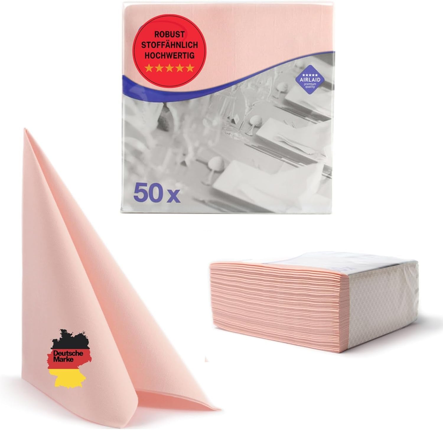 50 Aroba Airlaid servietter Tekstillook 19 FARVER 40X40 Cm 1/4 fold højkvalitets tekstillook Bryllupsservietter til jubilæer Hotel Catering Helligdage Jul Bryllup Pink