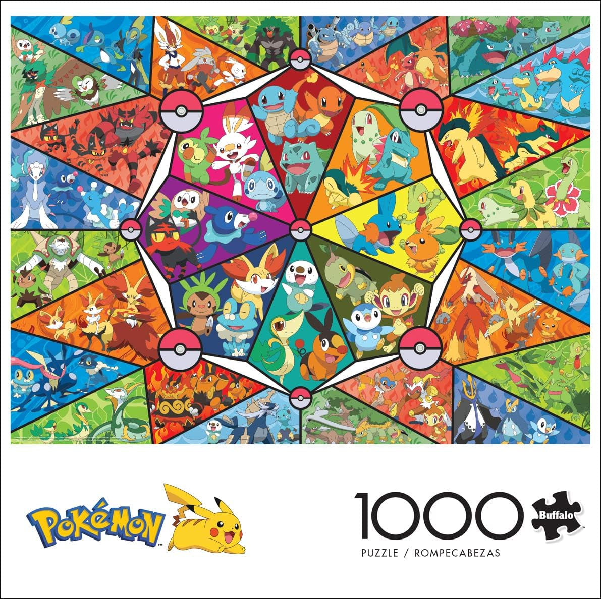 Buffalo Games - Pokemon - Farvet glas starter - puslespil 1000 brikker Puslespil Naty Shop