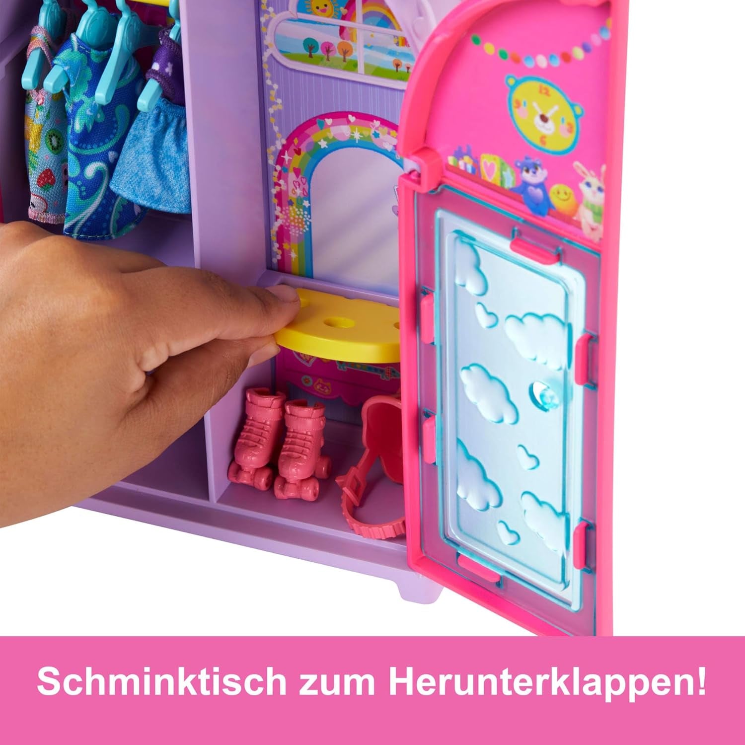 Barbie Chelsea dukke og garderobe legesæt med tøj og tilbehør, 17 dele sæt, foldbart til rejseleg og opbevaring, HXN03 Naty Shop Dolls
