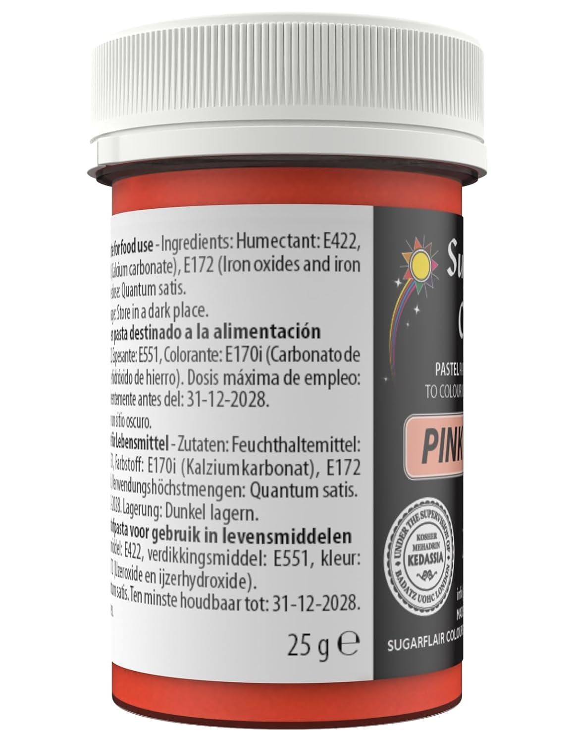 Sugarflair Pastel Pink Honey Food Coloring Pasta - Højkoncentreret til brug med smørcreme, sukkerpasta, royal glasur eller kageblandinger, levende madfarve - 25g