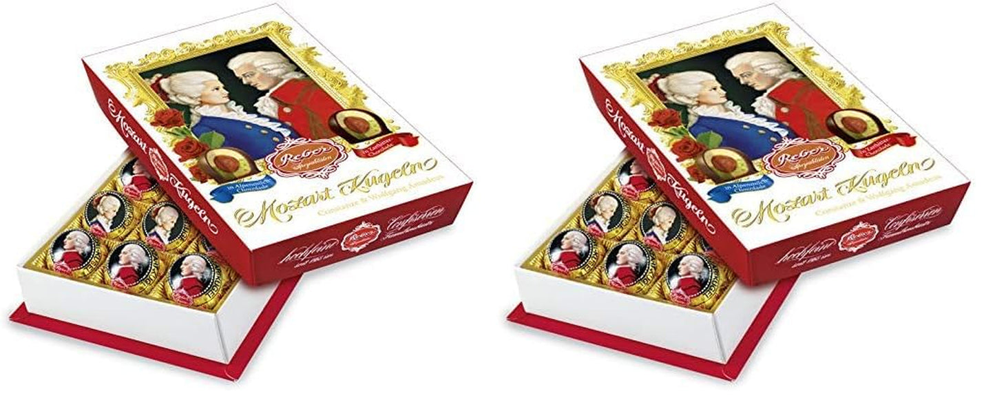 Reber Mozart kugler med mørk chokolade, pakke med 6 med marcipan og nougat, vegansk - 1 x 120 g