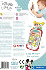 Clementoni 17711 Disney Baby Baby Mickey Smartphone, Børnemobiltelefon med lys og lydeffekter, Interaktivt legetøj til børn 9-36 måneder, M, Multicolor Bebe Toys Naty Shop