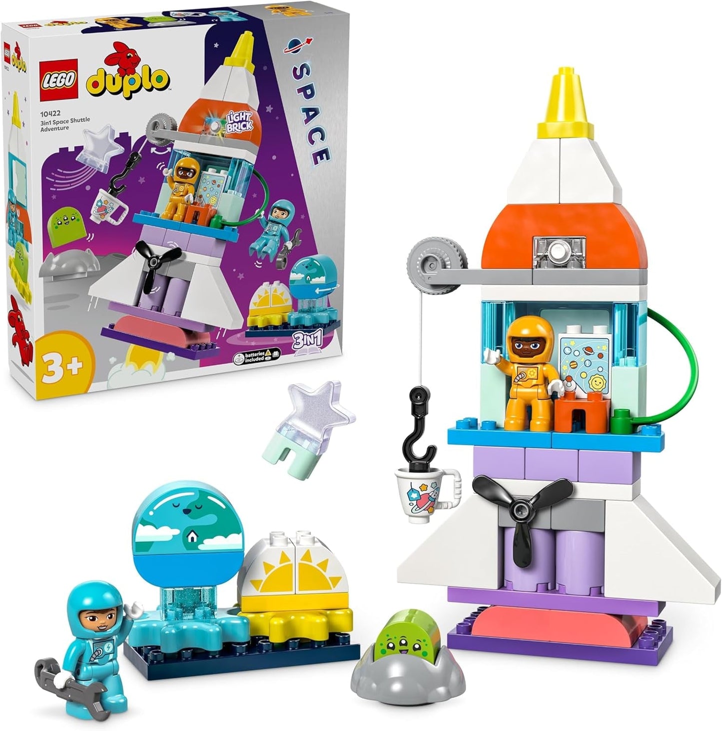 LEGO DUPLO 3-i-1 rumfærge Masser af eventyrpladssæt med raketlegetøj til børn Byggevidenskab og tidlige motoriske færdigheder Legetøjsgave til 3-årige 10422 byggesæt Beuche den LEGO-Store Standardtitel