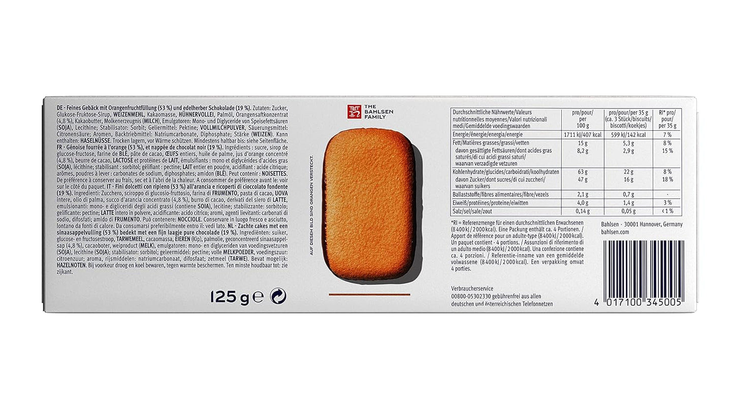 Bahlsen Messino Edelherb - Pakke med 4 - Edelherb Chokolade Orange Fyld Fluffy Dej (1 x 125g)
