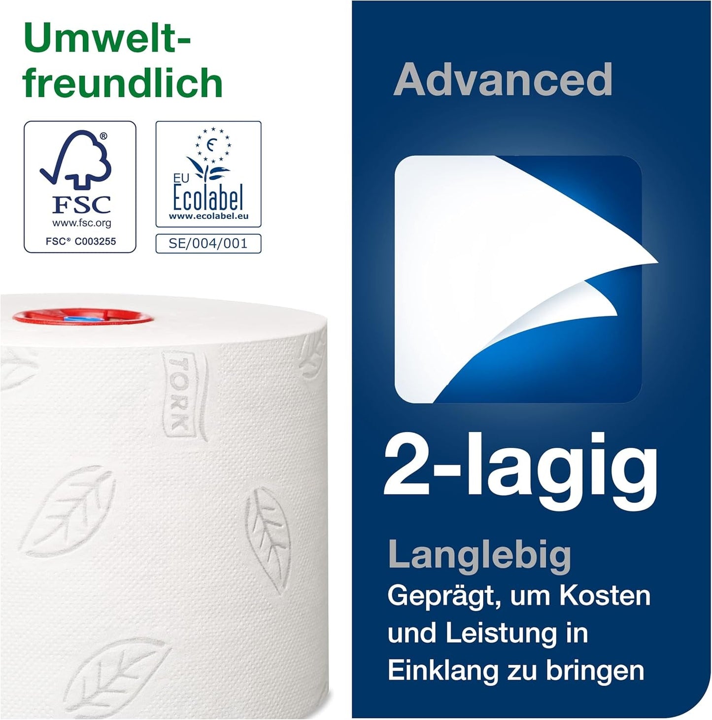 Tork 127530 avanceret kvalitet midi blødt toiletpapir til Tork T6 dobbeltrulle toiletpapir dispenser / 2-lags rivefast blødt toiletpapir 27 pakke (27 X 100 meter)