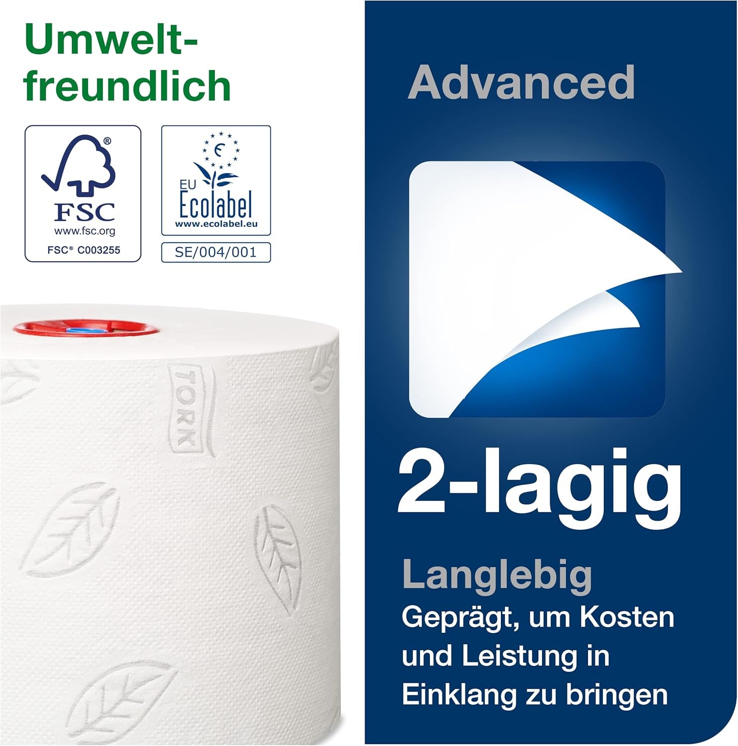 Tork 127530 avanceret kvalitet midi blødt toiletpapir til Tork T6 dobbeltrulle toiletpapir dispenser / 2-lags rivefast blødt toiletpapir 27 pakke (27 X 100 meter)