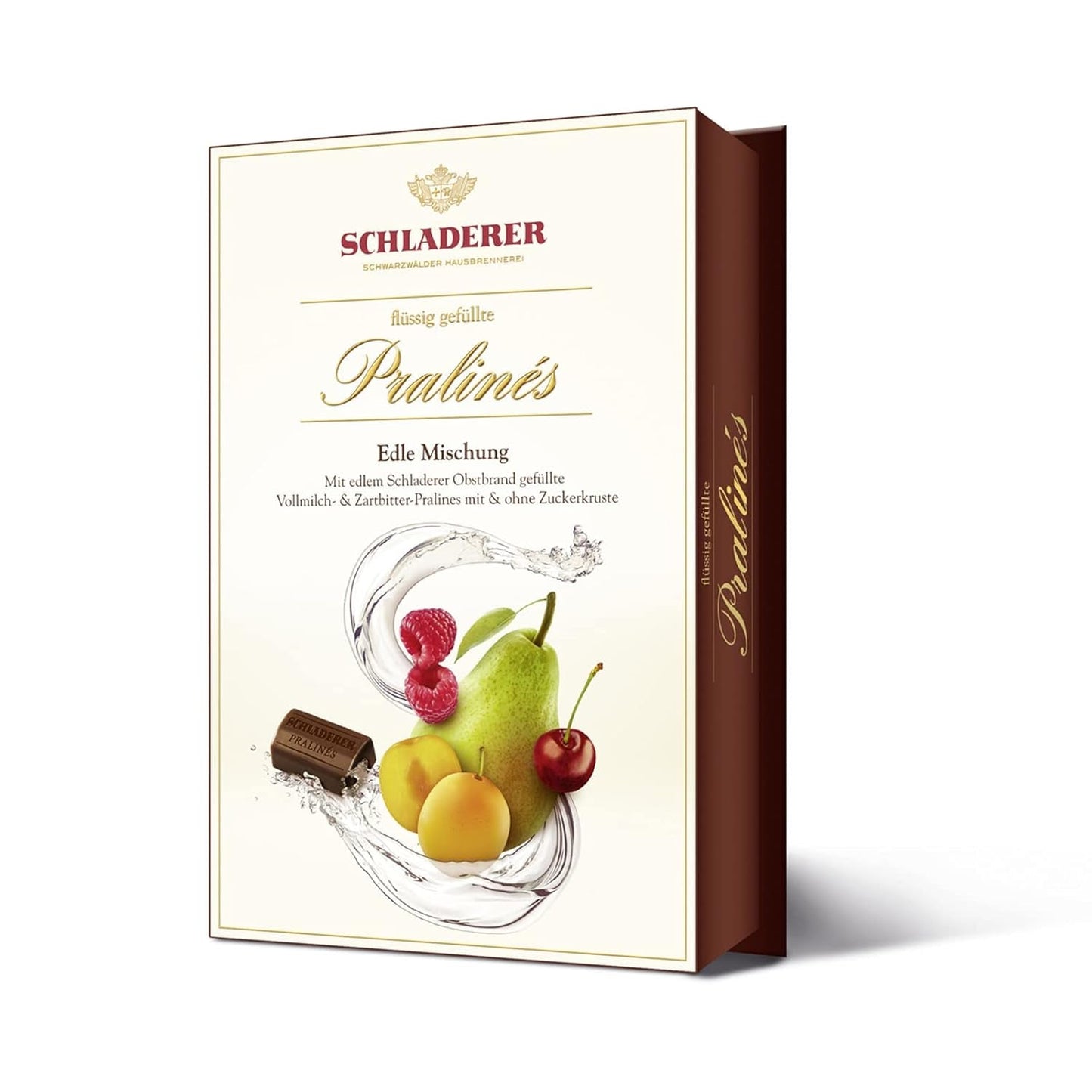 RCP Schladerer Pralines, fint sortiment, mælk og mørk chokolade, med og uden sukkerskorpe, flydende fyld, indeholder alkohol, fantastisk gave, 255g