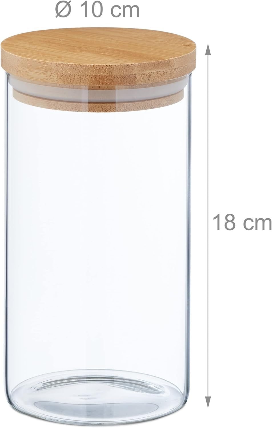 Relaxdays opbevaringskrukker med bambuslåg Sæt med 3 runde glaskrukker 1000ml Lækagesikre Klar/Naturlig 18x10cm Madopbevaringsbokse Naty Shop