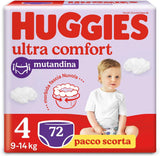 Huggies Ultra Comfort bleer, størrelse 4 (9-14 kg), pakke med 72 bleer