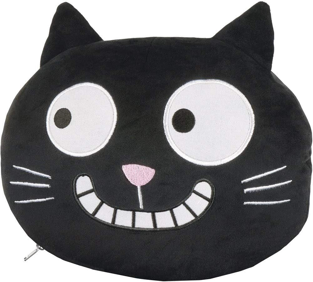Moses nakkepude. Ed, Katten | 2-i-1 nakke- og hovedpude til rejser | Katterejsepude, 28 cm, Sort