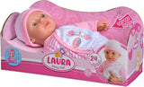 Simba 105140020 - My Love Baby Talk, blød kropsdukke med søvnige øjne i en sød jumpsuit, laver 24 babylyde, 30 cm, dukke til børn fra 2 år