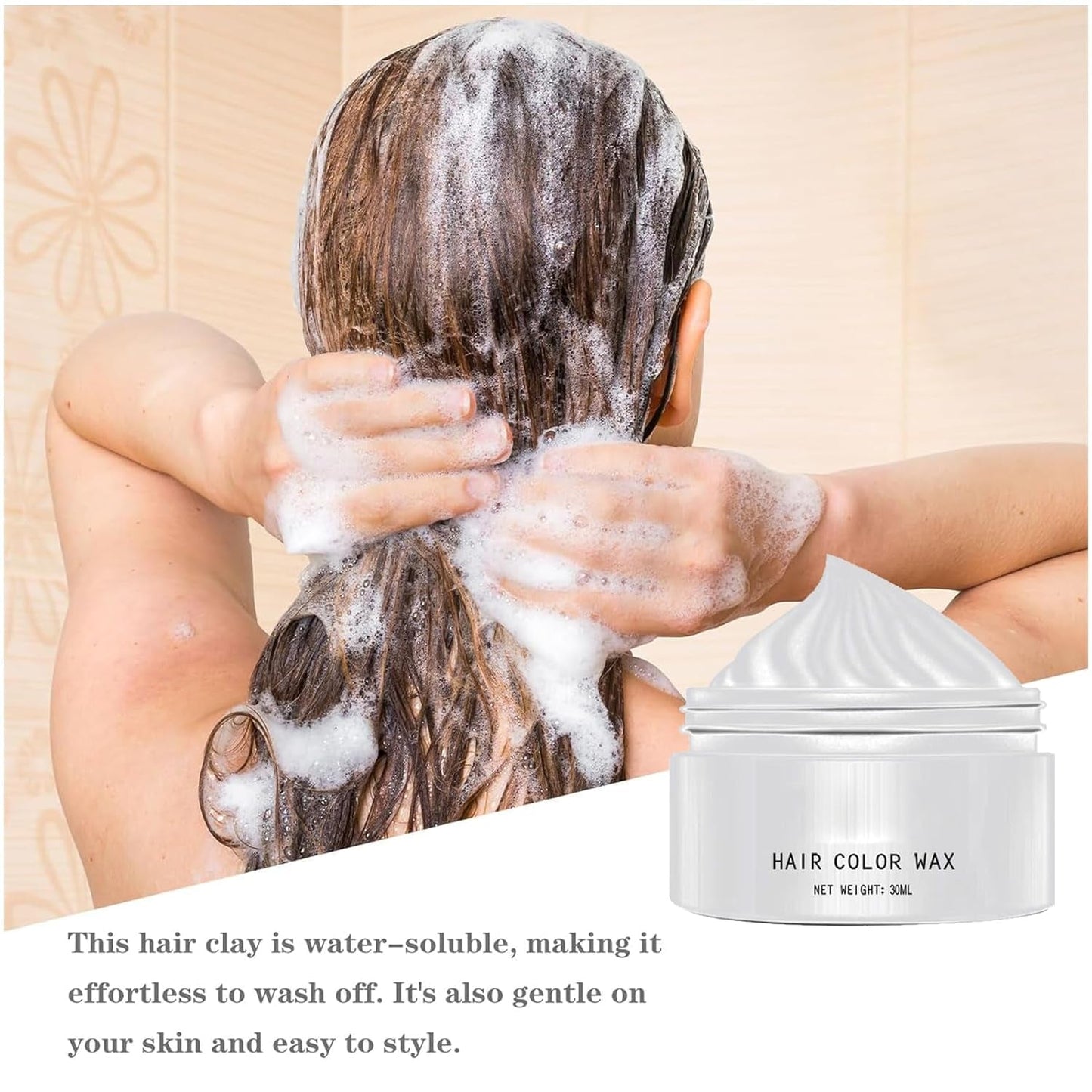 Naturlig hvid hårfarve, hvid hårvoksfarve, Unisex hvid naturlig hårfarve, hvid hårfarve, cosplay Halloween fest hårvoks, hårfarve fest hårvoks, 30 ML Naty Shop hårfarve