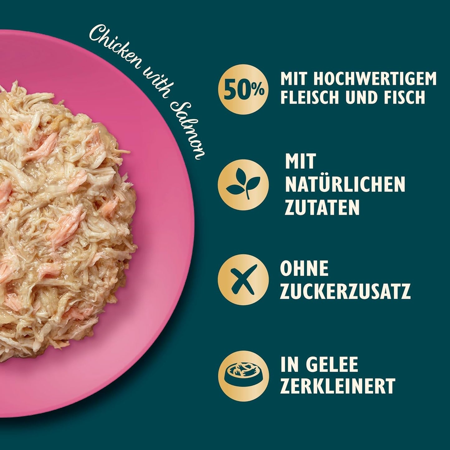 Lily's Kitchen Aus Naturichen Ingrediens hermestellung Zerkleinerte Filet in Gelee mit Hühnchen und Lachs Ausgewachsen Nassfutter für Katzen 70 g Dose