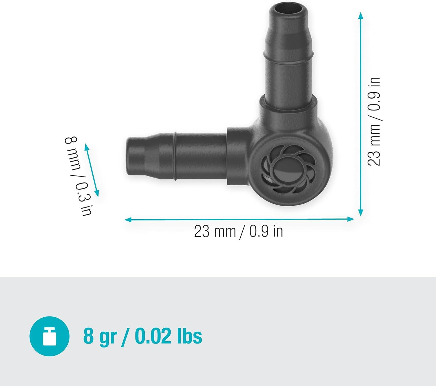 L-stykke til Gardena Micro-Drip 4,6 mm (3/16 tomme): Til ændring af distributionsretning og dryplinjer med 90 grader, knækfri installation, nem og fleksibel tilslutningsteknologi (13212-20)
