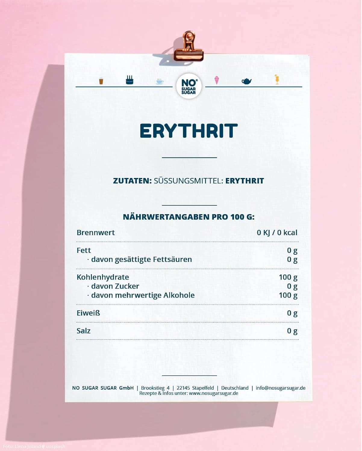 Ingen sukker, naturlig erythritol uden kalorier, anvendelig som sukkererstatning, 4,5 kg sødemidler Naty Shop