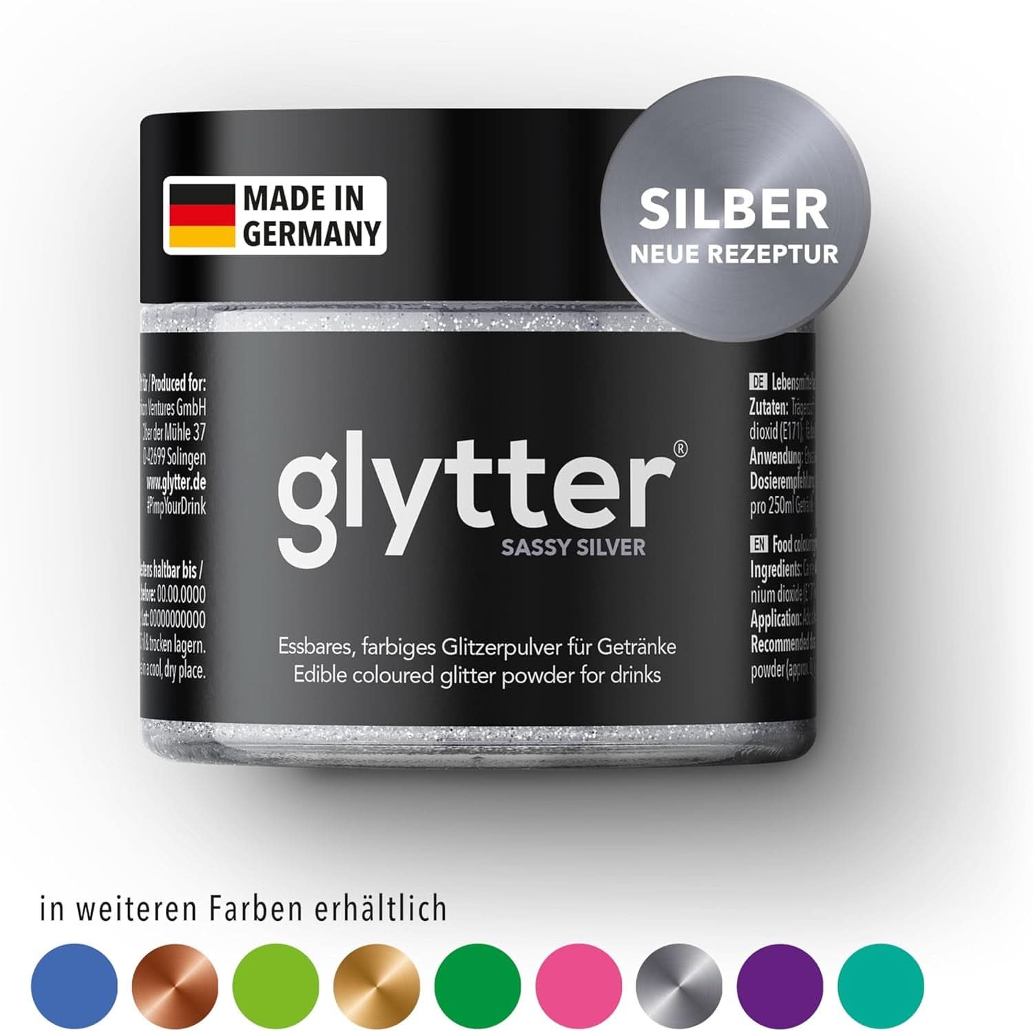 Glitter Glitter Powder For Drinks (sølv) - Spiselig glitter til drinks, 10 gram Glitter Naty Shop
