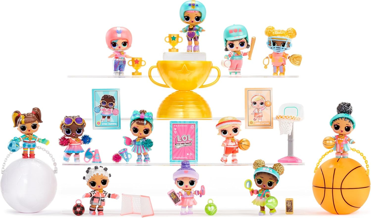 LOL overraskelse! All-Star Sports Vault Tots Collection - Indeholder 1 dukke, pansret emballage, 12 samledukker, 8 unboxing tilbehør, ideel til alderen 4 og opefter, Pink