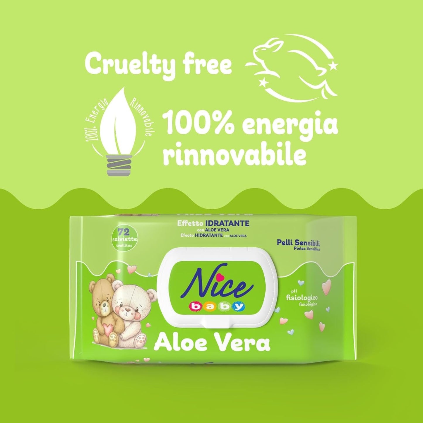 Renseservietter til børn og babyer - med aloe vera og arganolie - dermatologisk testet - fysiologisk pH-værdi - maxi format: pakke med 72 servietter - Pæn