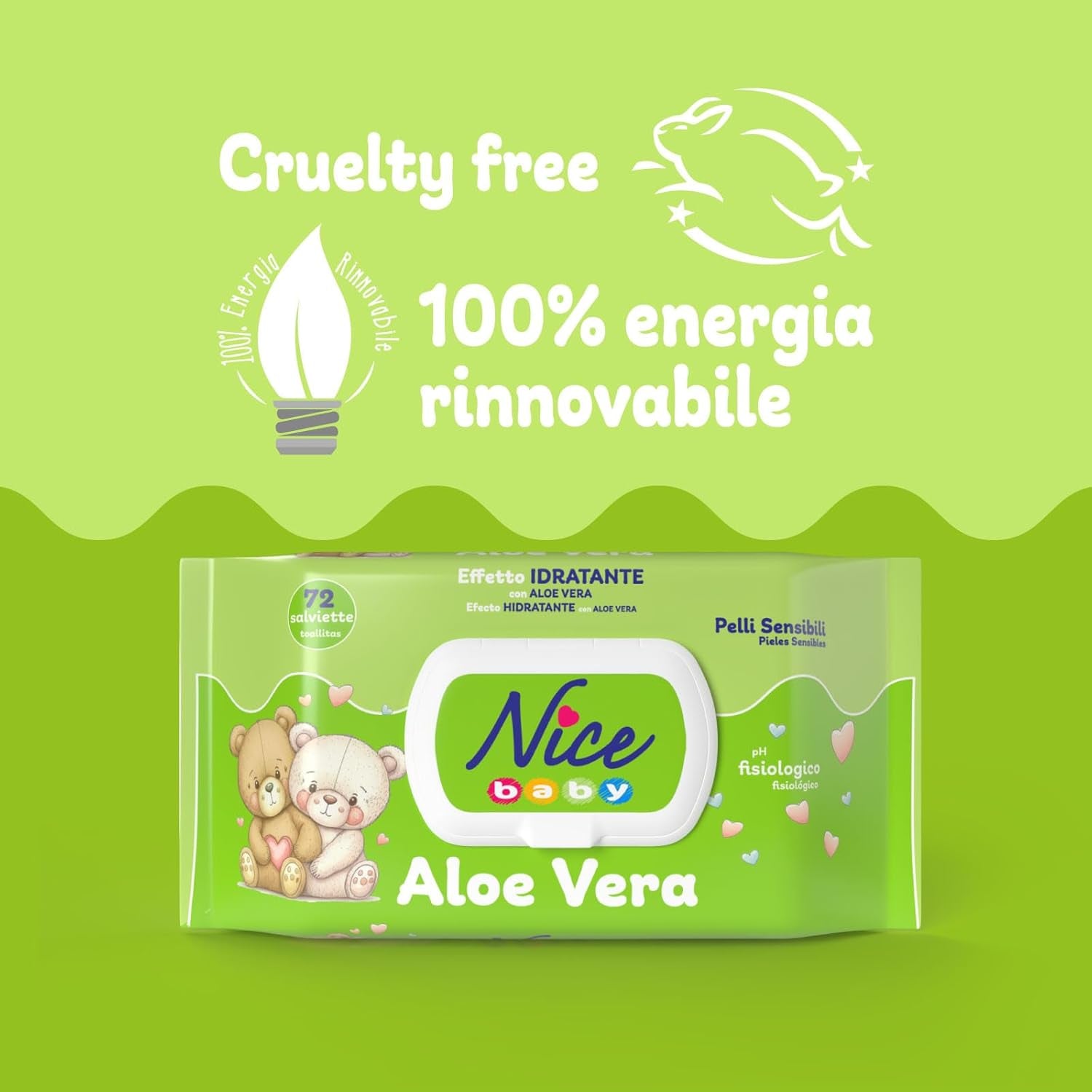 Renseservietter til børn og babyer - med aloe vera og arganolie - dermatologisk testet - fysiologisk pH-værdi - maxi format: pakke med 72 servietter - Pæn