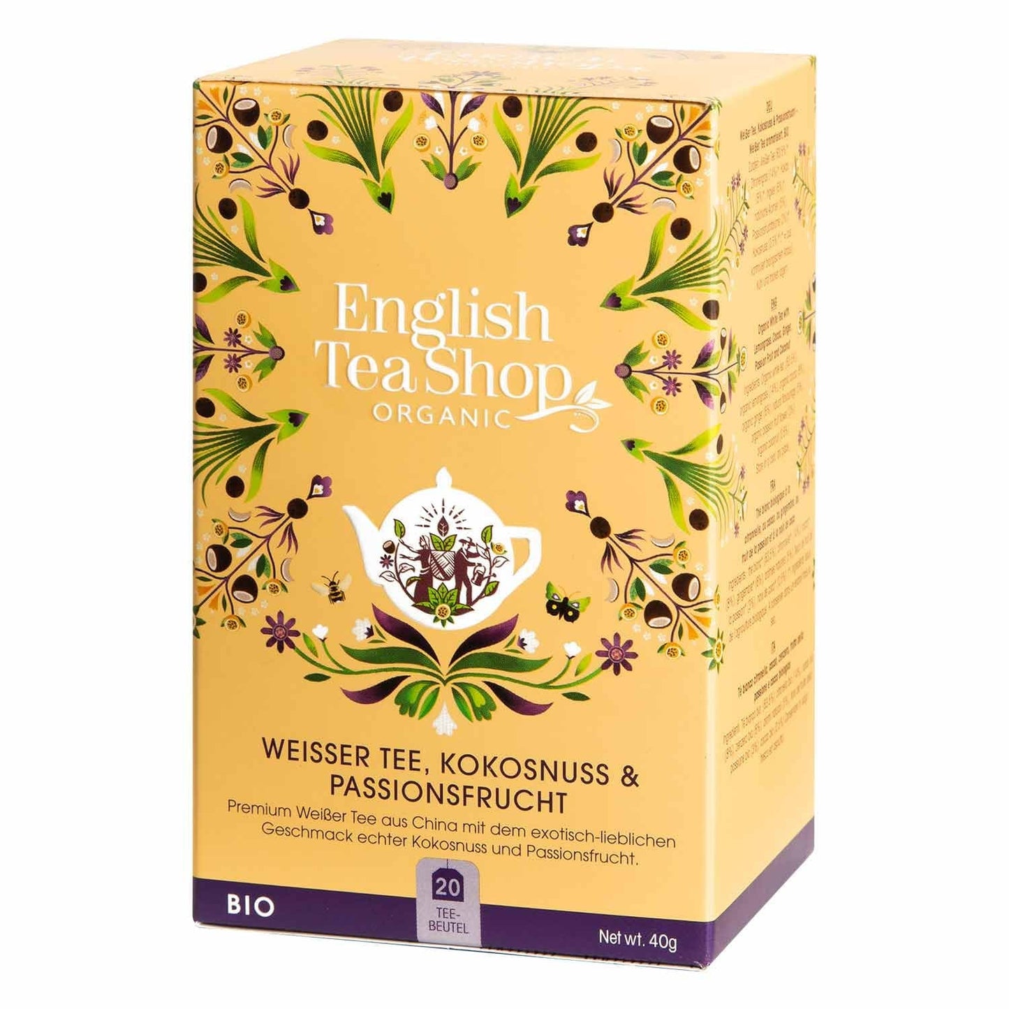 ETS - Hvid te, kokos og passionsfrugt, BIO, 20 teposer