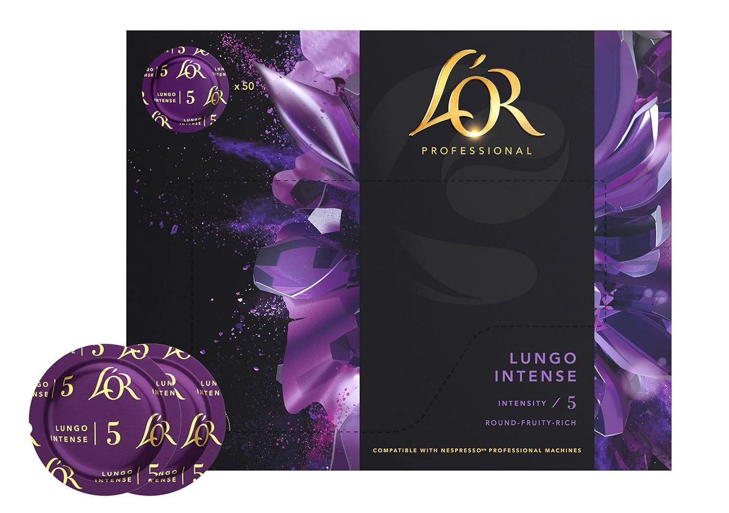L'OR Suprême Lungo Intense 5, mild, Intensität 5/10, Nespresso* Pro-kompatibel Kaffeekapsel, 50 Kapseln