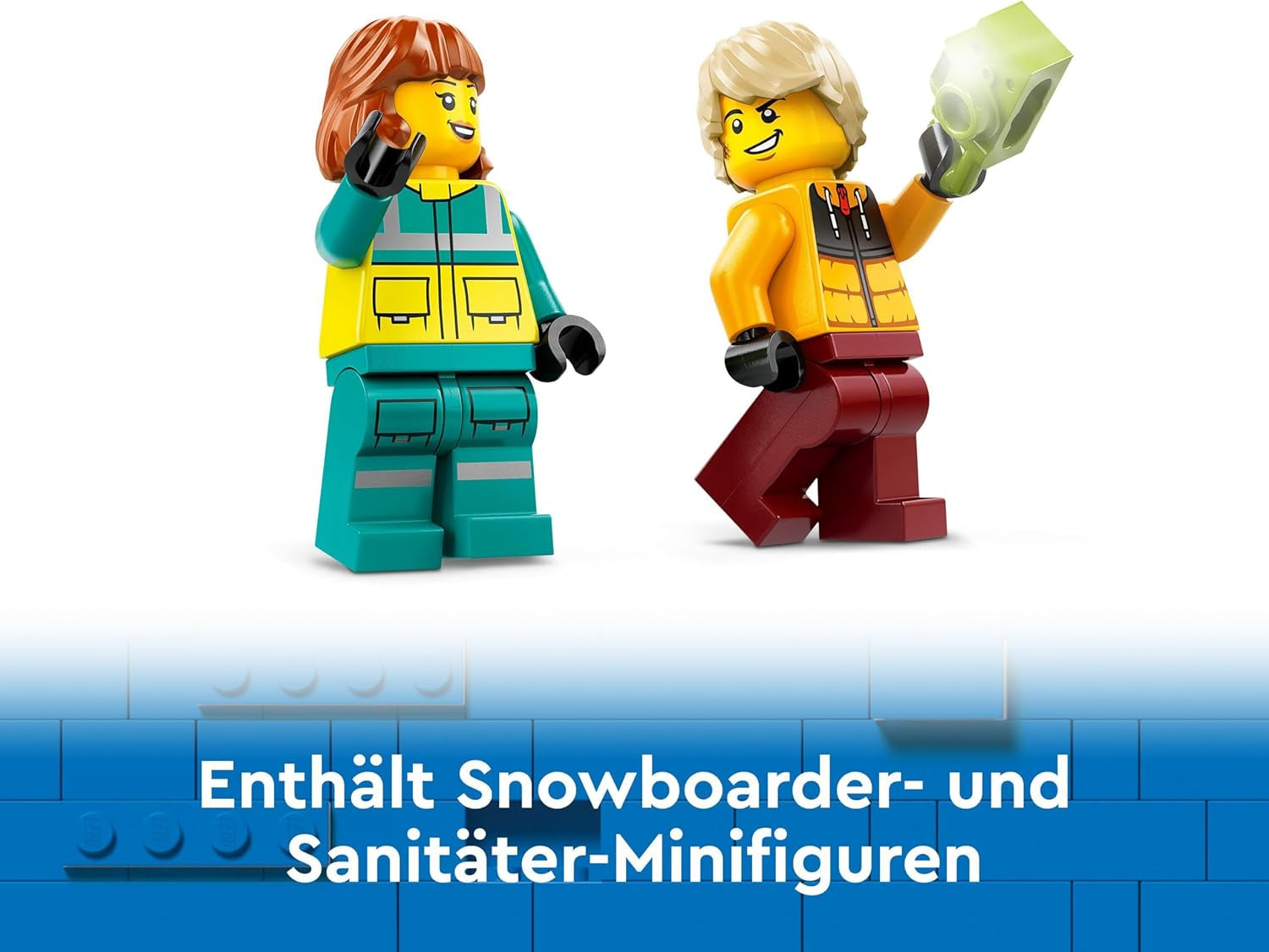 LEGO City Ambulance og Snowboarder, Ambulance Legesæt med legetøjsbil og 2 minifigurer, Snowboarder og Paramediciner Figur, fantasifuld gave til drenge og piger fra 4 år 60403 Byggesæt Besuche den LEGO-Store