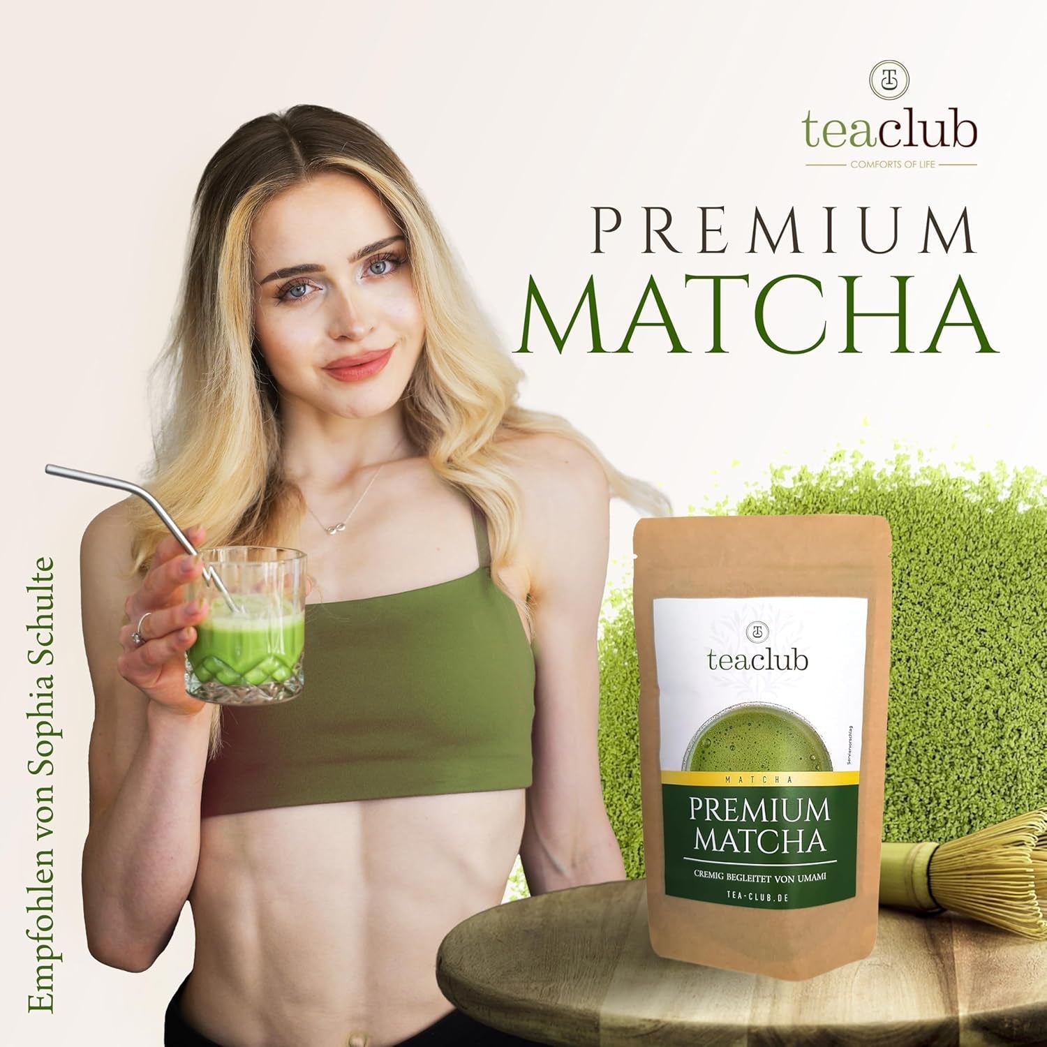 Premium Matcha Tea Japan 100 g - Laboratorietestet - Ceremonielt Matcha-pulver til fremstilling af Umami Matcha, 100 % naturligt grønt-te-pulver, ideel til Matcha Latte, Teaclub