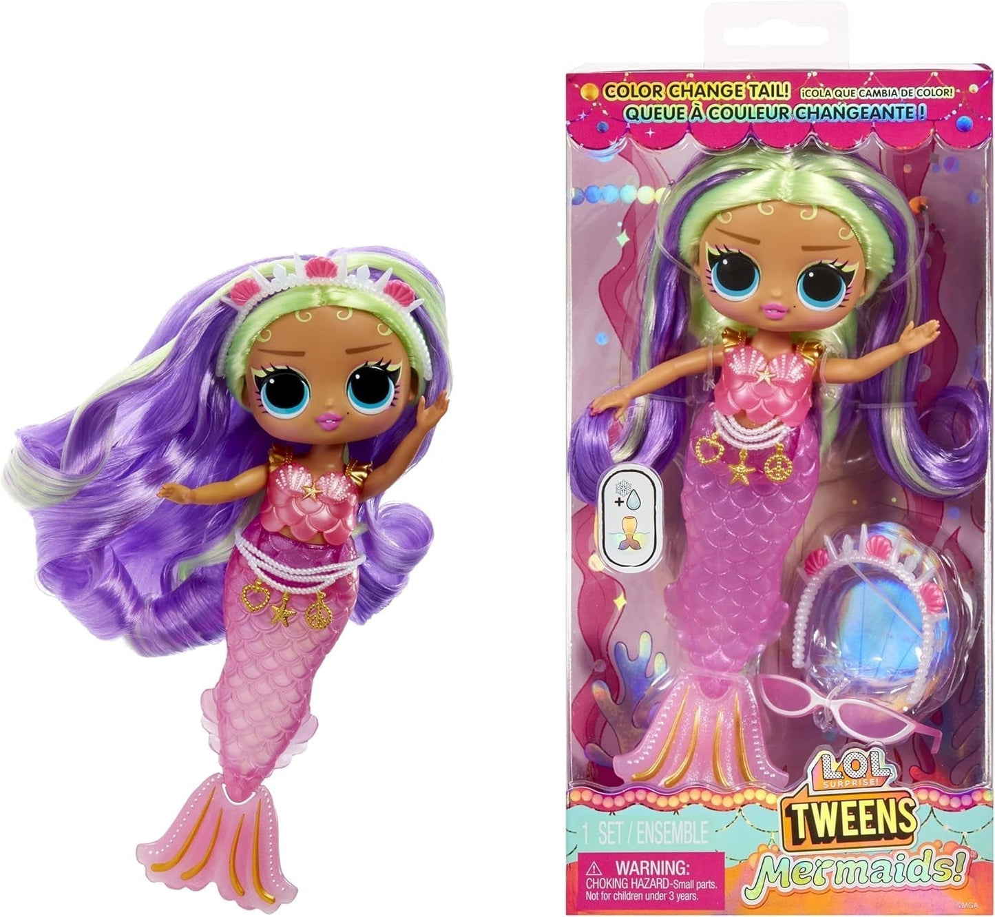L.O.L. Overraskelse! Tweens - Lola Waves Mermaid - modedukke med farveskiftende hale, bevægelig finne og smukt tilbehør - legetøj til børn og samlere fra 4 år Naty Shop Cleo Cove Dolls